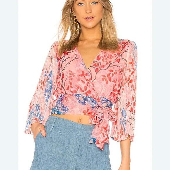 Alice + Olivia Pink Floral Wrap Blouse - Picture 7 of 8